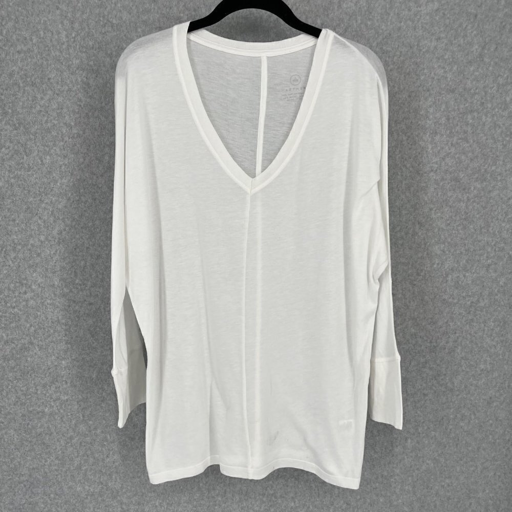 Aether Womens 3Q Slouch Top Shirt Size Medium White Semi Sheer Dolman Sleeve NEW